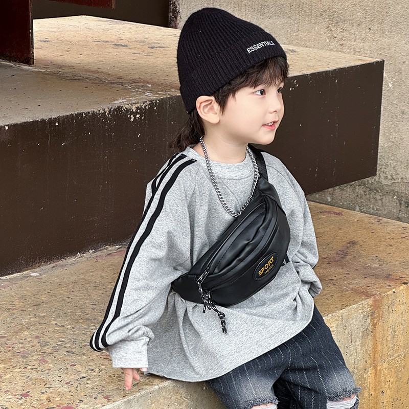 Nueva Bolsa Infantil de Cuero PU para Niños, Estilo Coreano, Bolsa de Pecho a la Moda, Monedero Moderno, Riñonera Infantil