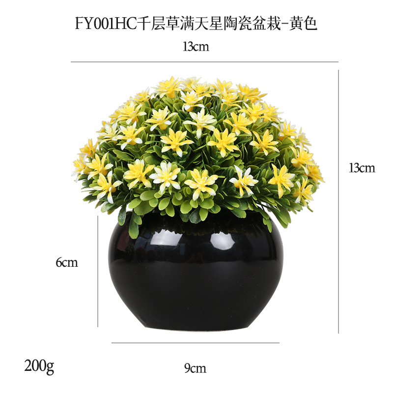 Planta Artificial de Bola Verde en Maceta de Cerámica y Plástico Decorativa para Escritorio
