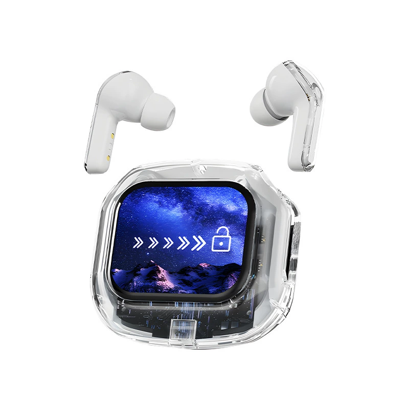 Кросс-бордер AirMax Bluetooth наушник внутри-ухо LCD сенсорный цветной экран с шумоподавлением прозрачная модель с очень длинным временем работы батареи
