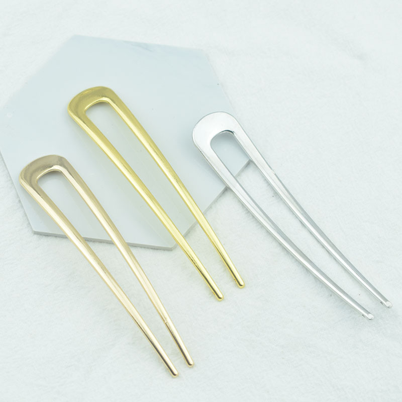 Electrophoresis Color-retaining Simple u-shaped Alloy Texture Hair Hairpin Women's Disc Hair Modern Daily All-match Hairpin u-shaped Hair Accessories Material