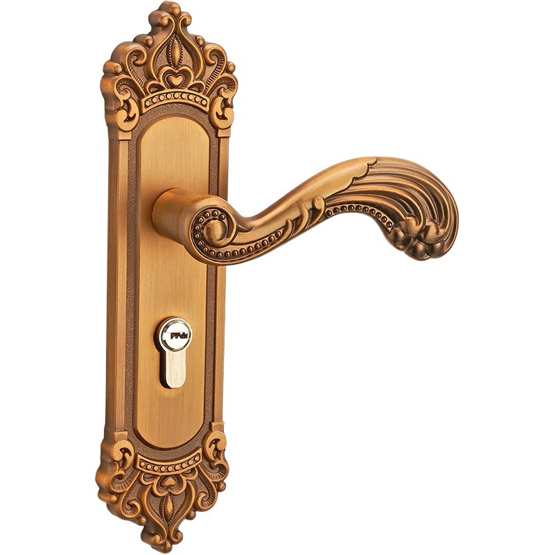 De estilo europeo Huanggu dormitorio de madera manija de la puerta mudo cerradura de la puerta mecánica al por mayor manija de hardware de interior cerradura de la puerta universal