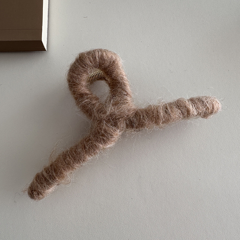 Wicklung herbst und winter süße wolle haarnadel weibliche zurück kopf hochsteckfrisur shark clip große haar clip hochwertige haar grip kopfschmuck_voghion.com