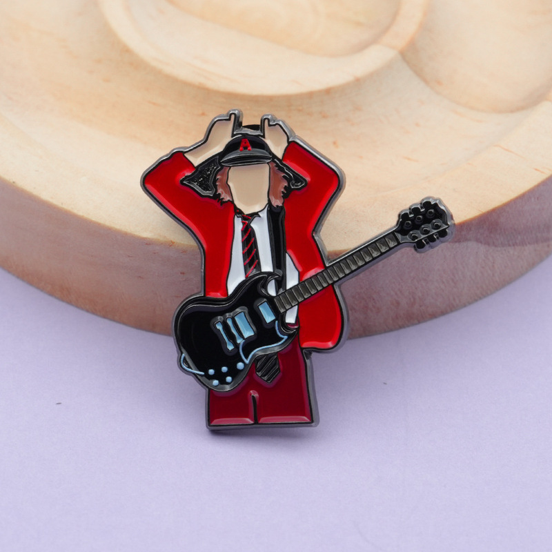 Band Guitarist Angus Young Metal Brooch Rock Band Badge Accessories Fan Gift