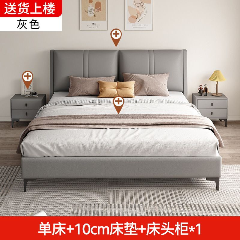 Cama de madera maciza tecnología de tela de 1.8m dormitorio principal cama doble económica cama de alquiler de paquete blando cama de 1.5m grosor