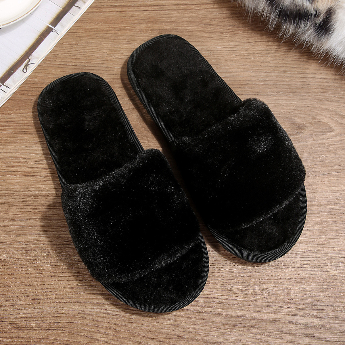 Pantuflas Peludas de Mujer de Peluche Sintético, Cálido y Cómodo, para Uso Diario
