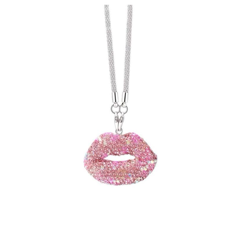 Letter Rhinestone Clay Car Pendant Glitter Pink Lip Diamond Women's Car Accessories Crystal Car Rearview Mirror Letter Rhinestone Clay Car Pendant Glitter Pink Lip Diamond Women's Car Accessories Crystal Car Rearview Mirror
