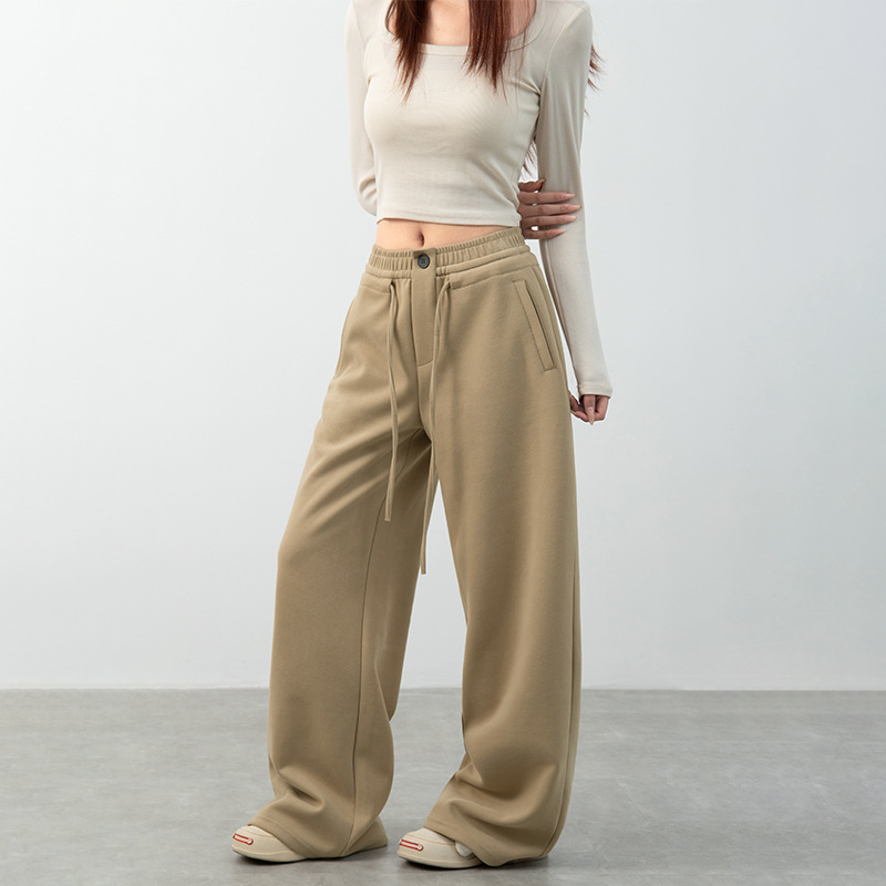 Sd【Cotton】New Autumn and Winter High-Waisted Wide-Leg Women's Casual Pants for Petite Figures, Loose Fit, Slimming, Drapey, Floor-Length Sweatpants Sd【Cotton】New Autumn and Winter High-Waisted Wide-Leg Women's Casual Pants for Petite Figures, Loose Fit, Slimming, Drapey, Floor-Length Sweatpants