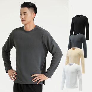 Amazon Spring & Fall Pure Color Sports Sweatshirt Men's Long-Sleeved Round Neck Casual T-Shirt Loose Running Clothing Fitness Clothing Top