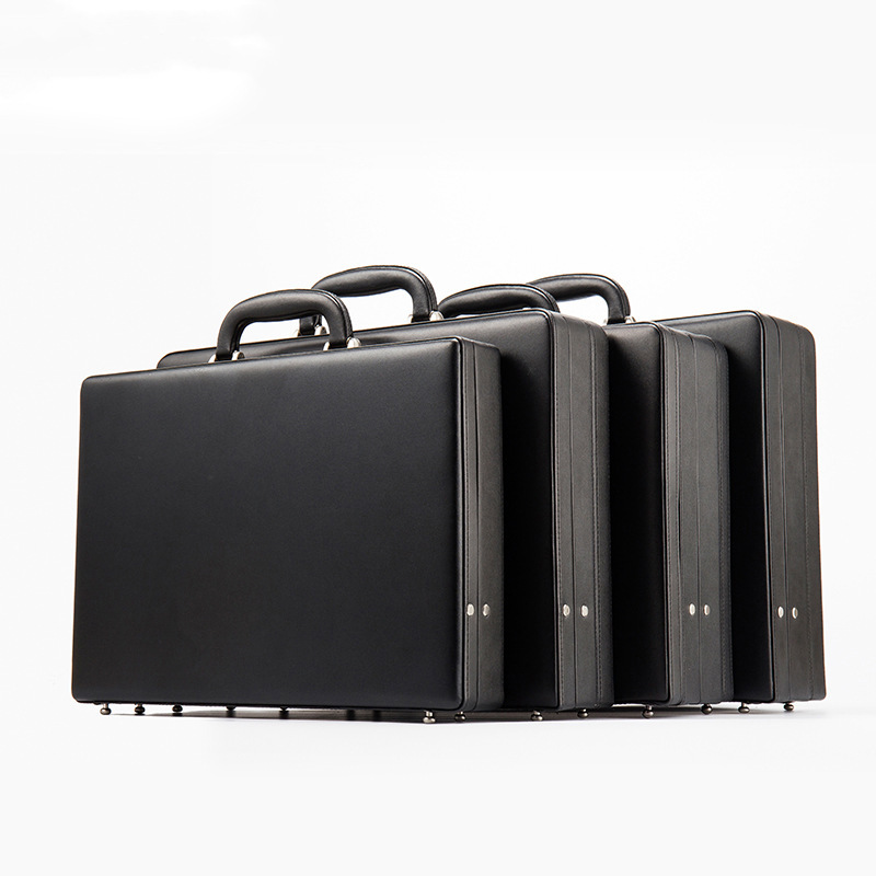 Vintage Leather Portable Password Box Briefcase Business Cash Box File Box Computer Box Boarding Travel Storage Box