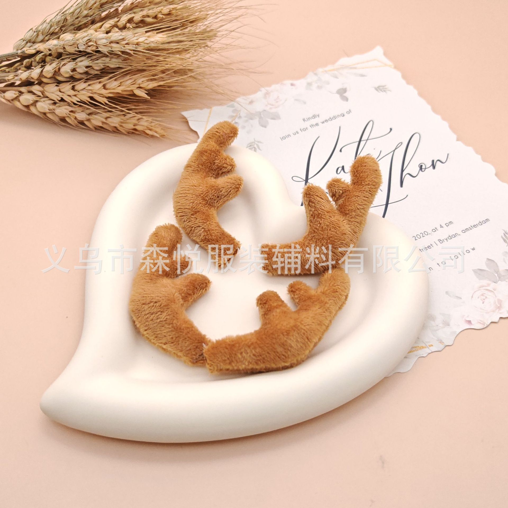 批发现货圣诞卡通充棉立体鹿角DIY发卡发箍帽子配饰配件装饰辅料