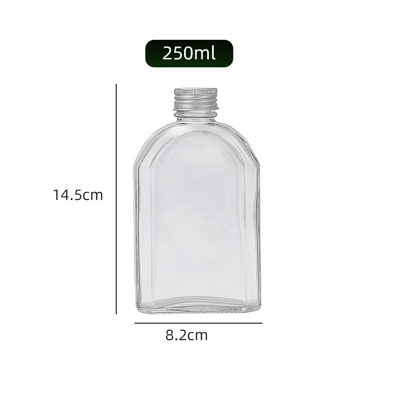 Botella Plana de Hombro Inclinado, Vidrio, para Embalaje de Regalos