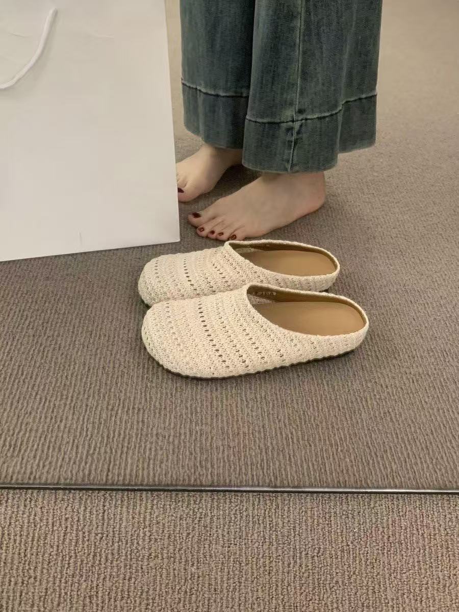 Geweven birkenstock stijl instappers voor dames dichte muiltjes_voghion.com