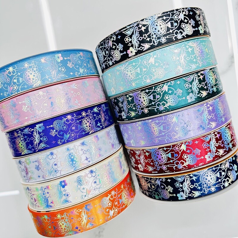 2.5cm Wide Popular Plain Silver Ribbon Handmade Bow DIY Silks and Satins Gift Box Webbing Bar Ribbon