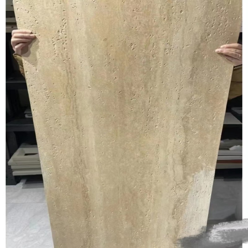 Tire de porcelana suave piedra flexible ultrafina 3D travertino romano ladrillo de pared exterior piedra flexible travertino amarillo tablero grande piedra PU