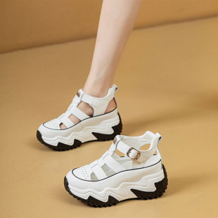 Foreign Trade Export Cut Out Daddy Shoes 2025 Summer New Thick-Soled Heightening Soft-Soled Korean Style Sports Sandals for Small People
