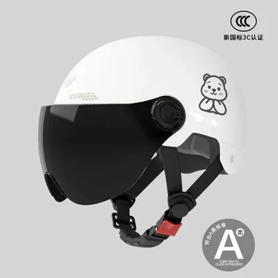 safety helmet, summer half helmet, suitable — Motosiklet kaskı (dəbilqə) - adult-versionoff-white-tea-colored-short-glasses-little-bear
