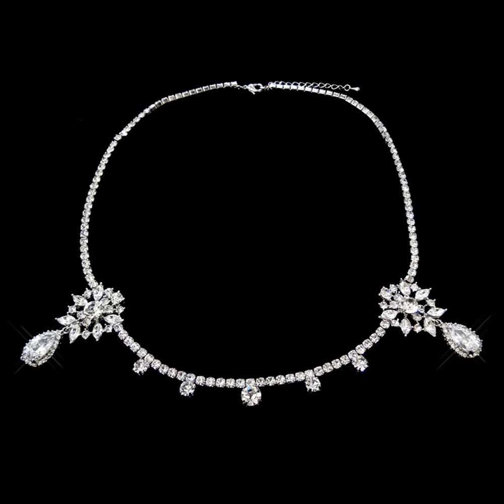 Accessori per capelli da sposa in zircone, catena per capelli con pendente a goccia d'acqua con diamanti, copricapo in cristallo lucido europeo e americano, catena per capelli_voghion.com