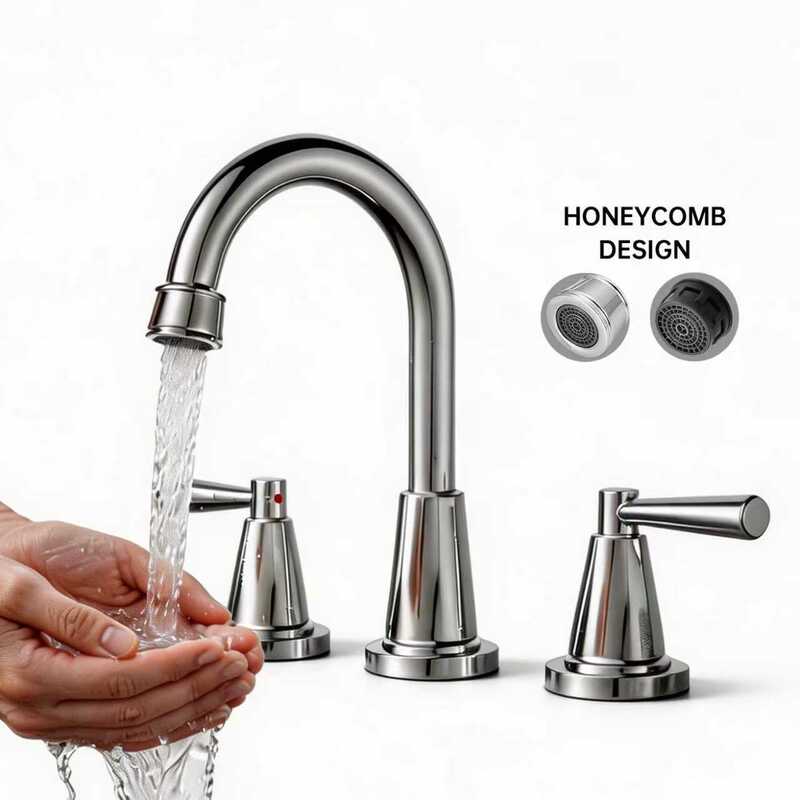 Amazon Bathroom Rv Hot and Cold Faucet Easy Installation Electroplated Brushed 8inch Stainless Steel Double Handle Faucet