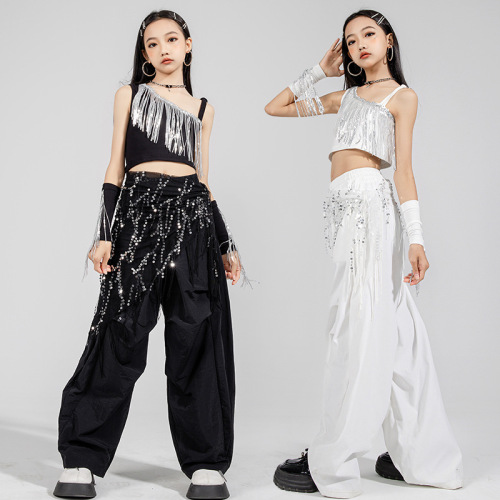 Dancewear for Girls, Summer Jazz Performance Suit, Dopamine Sleeveless Backless Top, Hot Chick Style, Children's Jazz Fashion Show Dress