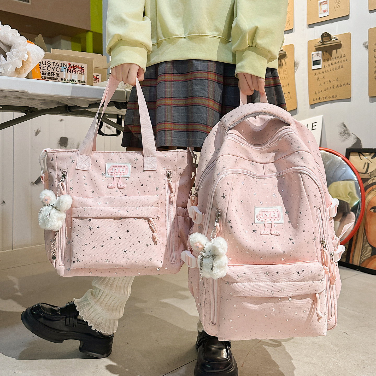 School Bag for Female Students, Cute Waterproof Lightweight Backpack in Macaron Colors, Large Capacity Casual Backpack for High School Students
