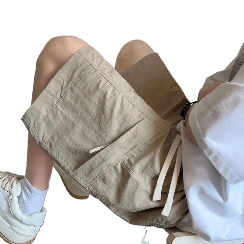 Summer silk shorts, trend trousers for leisure, loose straight fit