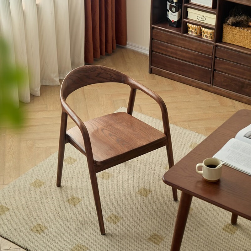 Silla de madera maciza silla de comedor de madera de cera blanca silla de respaldo silla de sillón silla presidencial silla de estudio con reposabrazos simple
