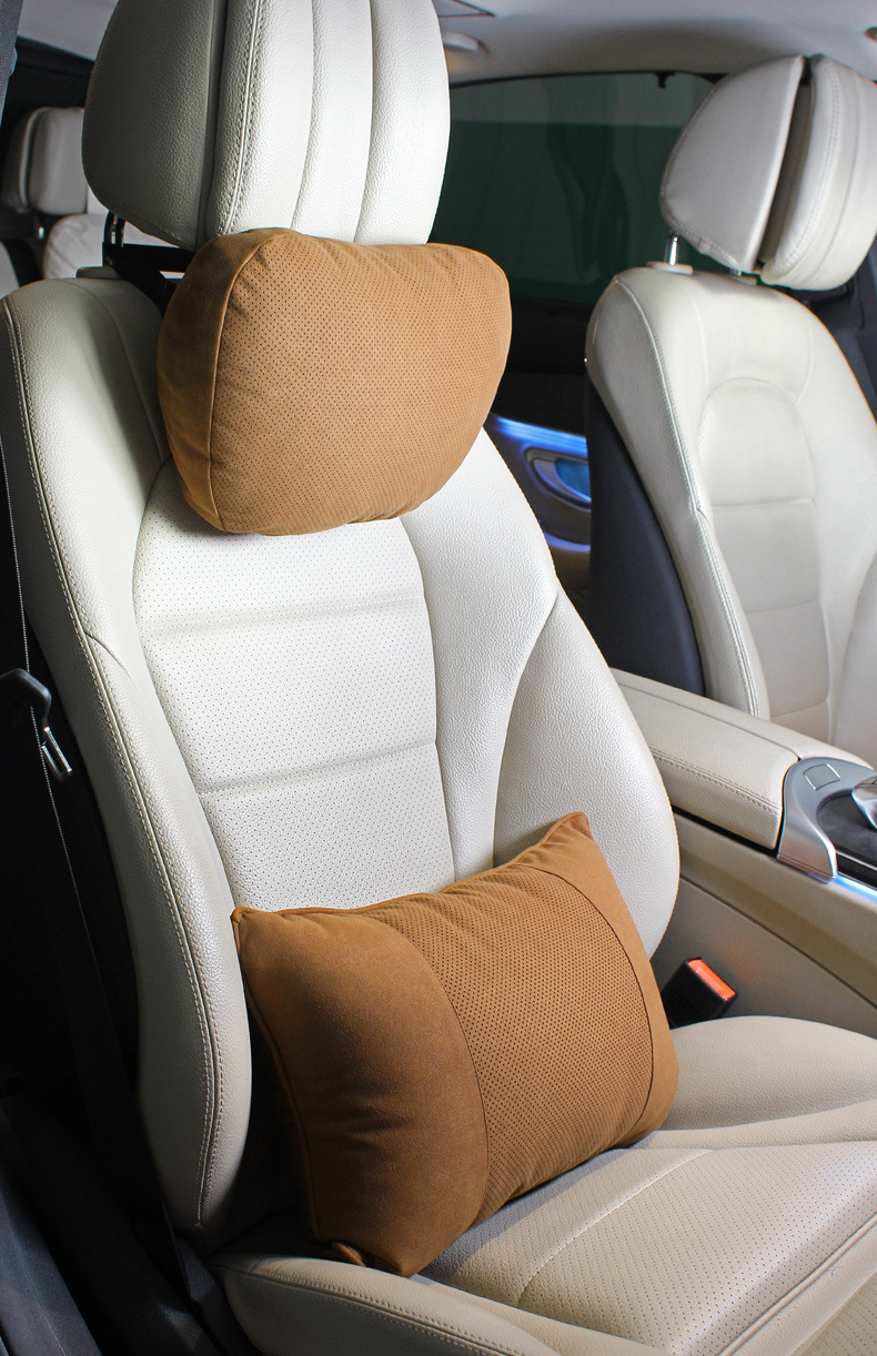 Punching headrest suede suitable for Mercedes-Benz S-Class Maybach punching neck pillow car pillow 5 series neck waist pillow