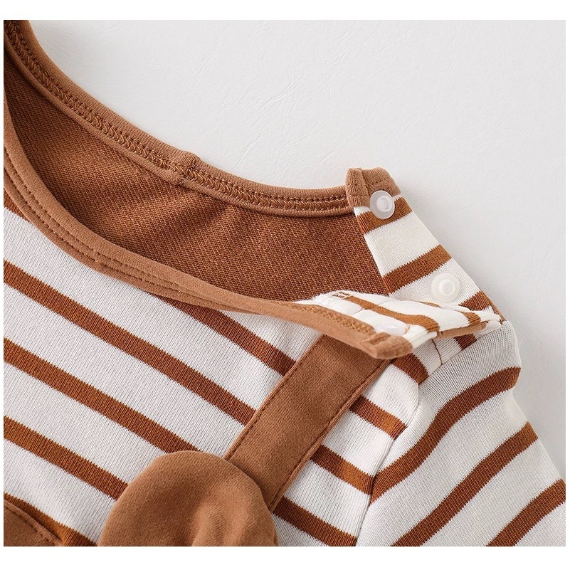 Ropa de primavera y otoño para bebés, oso de dibujos animados, falso dos piezas de primavera y otoño, mameluco de una pieza de bebé, mameluco de manga larga