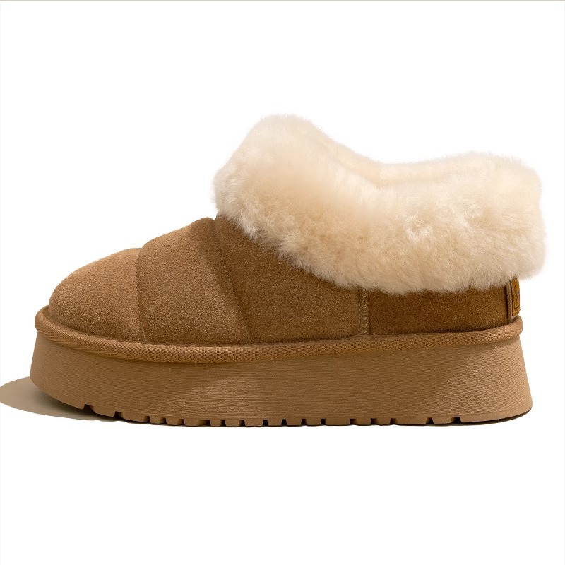 Hot style furry brood sneeuwlaarzen voor vrouwen 2024 winter nieuwe dikke zool verhogende bont mond plus fluweel verdikte casual katoenen schoenen_voghion.com