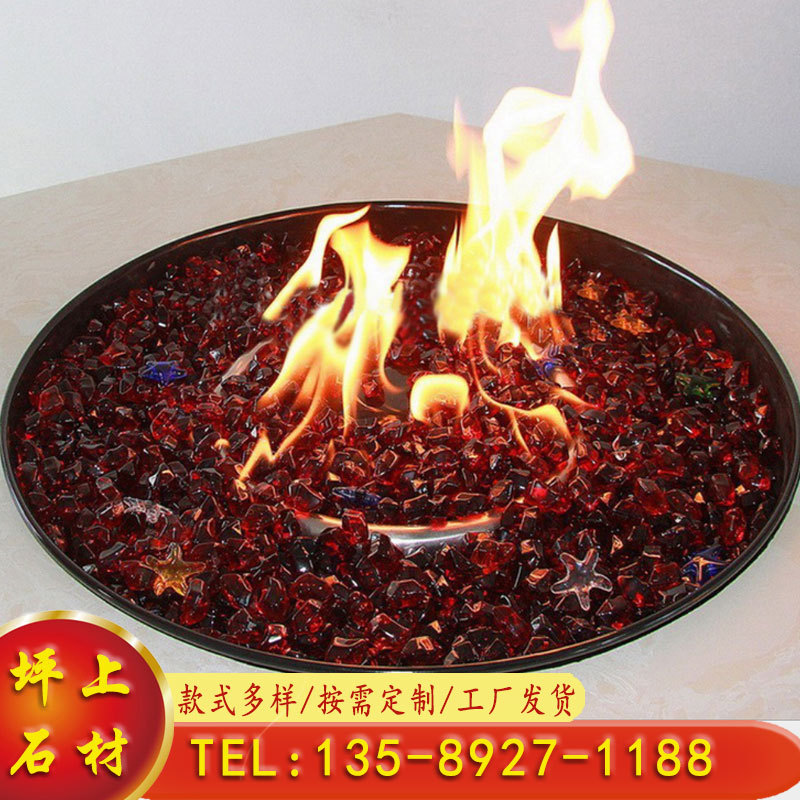 厂家批发家装燃烧玻璃取暖火炉火炕壁炉钢化玻璃颗粒玻璃砂
