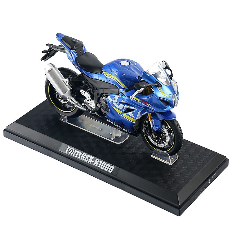 Caja a granel color ámbar 1:12 Suzuki GSX-R1000 aleación modelo de motocicleta simulación coche de carreras decoración de juguete