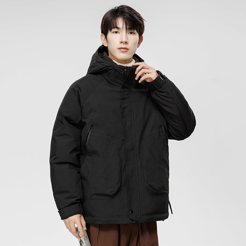 Chaqueta de plumón hombre suelta y gruesa 2024 invierno nuevo frío corto chaqueta de hombre encapuchado adolescente