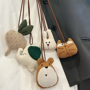 Ins style children's leather rope pendant sweater chain bear rabbit cartoon doll clothes accessories pendant