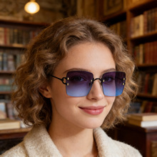 2025新款欧美时尚无框太阳镜女款潮ins风防晒墨镜女高级感shades