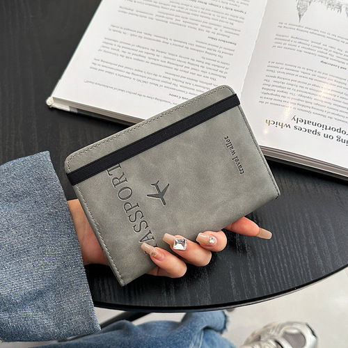 Cross-border PU leather passport holder ticket protective cover portable fashionable overseas multi-card slot anti-theft strap passport holder