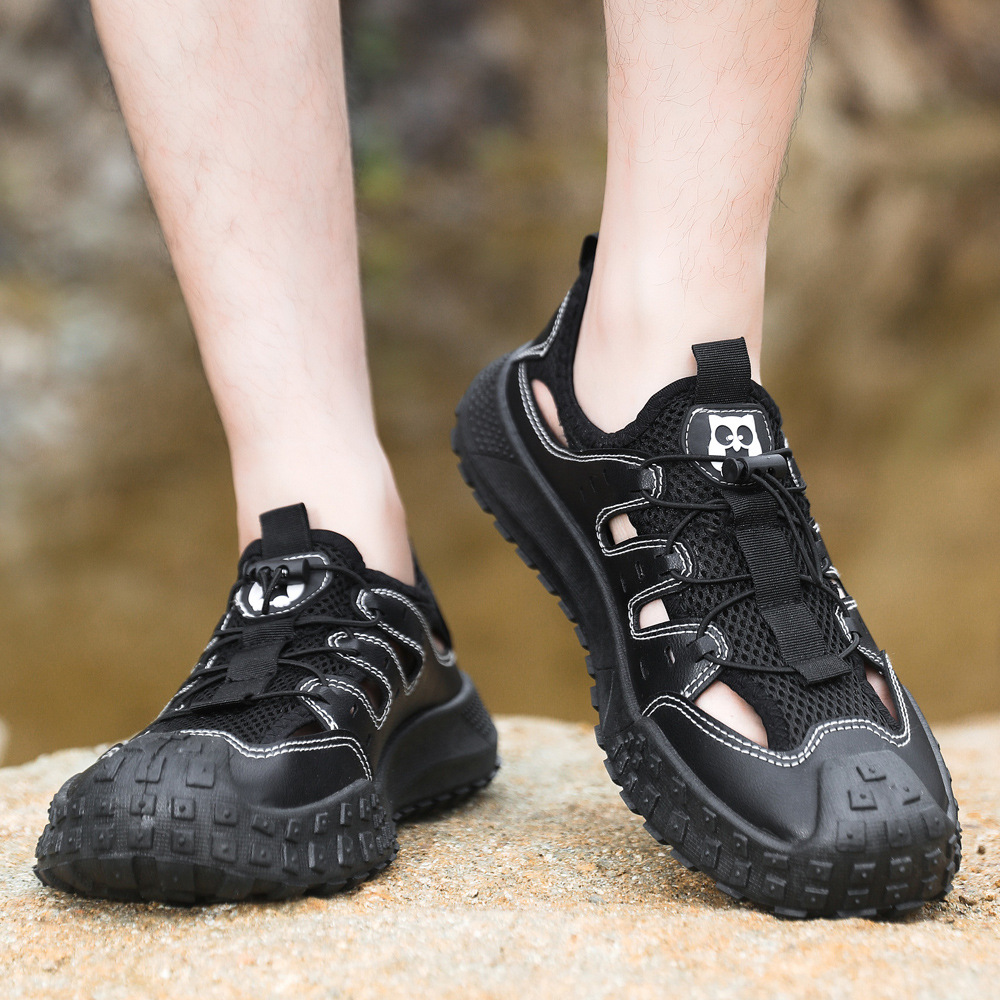 Nuevas sandalias de verano de tamaño grande, moda casuales, zapatos de playa deportivos transpirables y cómodos, zapatos de hombre con suela suave