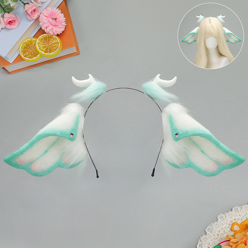 万圣节恶魔角幻想生物头饰漫展兽耳cos道具哥特天使飞蛾羊耳发箍|undefined