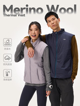 新款户外美利奴羊毛棉服马甲速干立领轻量男女保暖背心运动马甲
