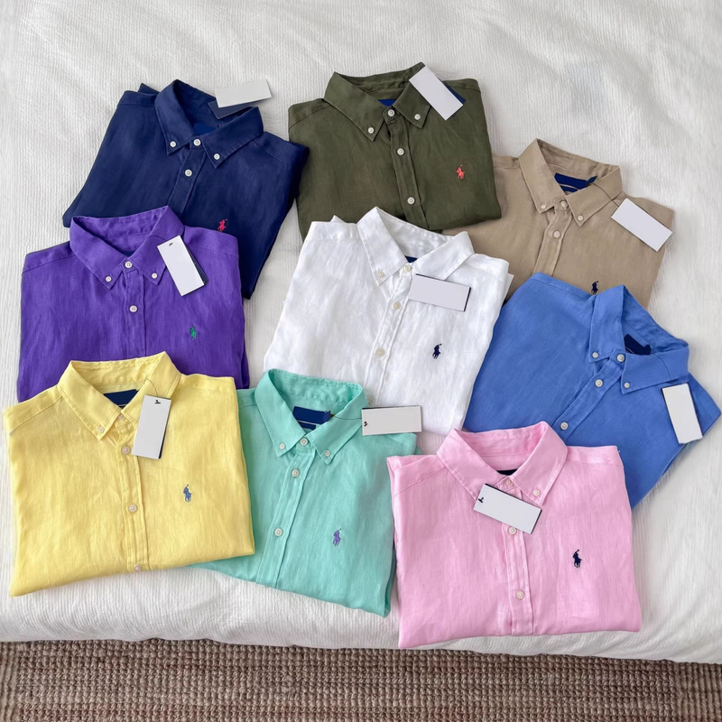 Cross-Border Qr Code-Scannable [100% Linen Shirt] Rl Ralph Lauren Unisex Polo Shirt with Sun Protection