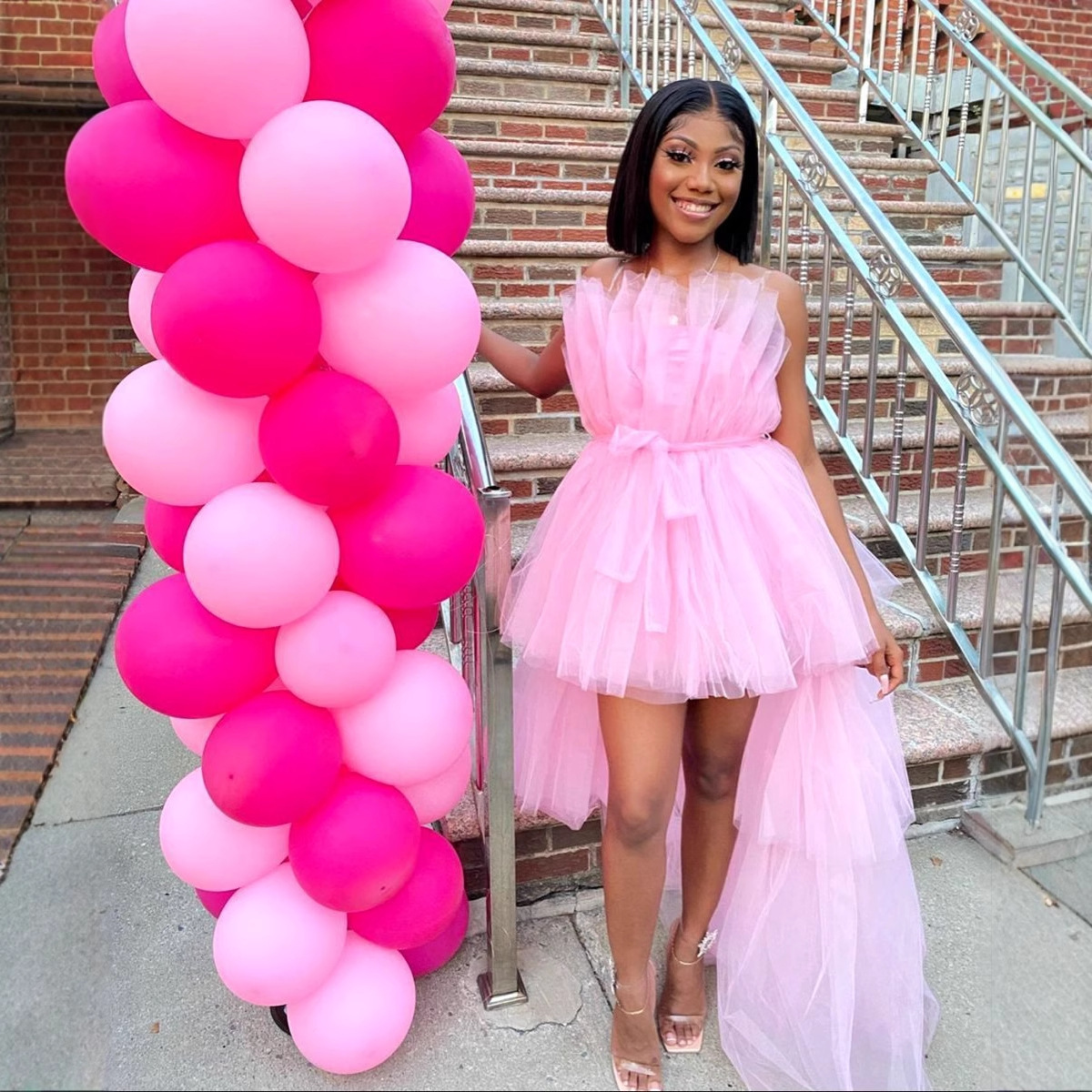 Wish Women's European and American Cross-Border Amazon Aliexpress Strapless Mesh Elegant Bow Tutu Dress