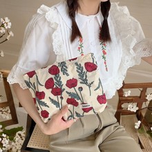 3432 文艺清新碎花棉布化妆包日系手拿包便携杂物收纳袋口红包