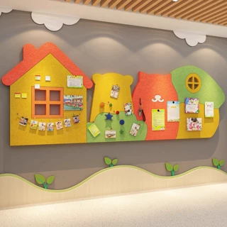 毛毡贴展示板照片幼儿园走廊墙面装饰环创主题成品文化托管班创意