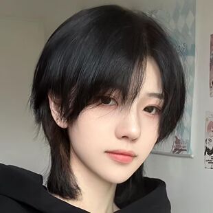 Xingcheng Wig Black Brown Unisex Short Straight Hair Wolf Tail Japanese Series cos Universal Mullet Head Neutral Full Head Cover