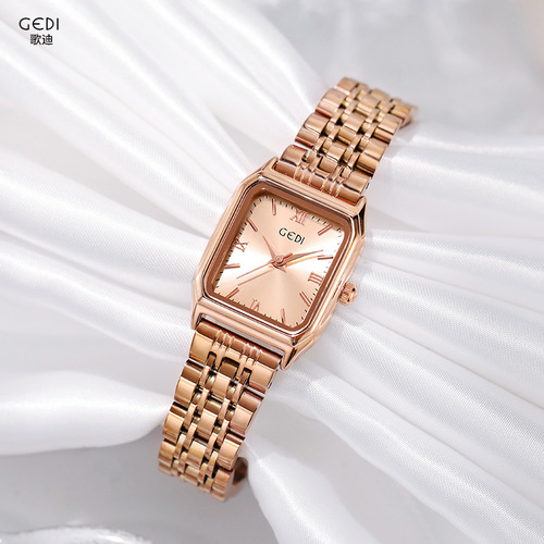 Gedi Minimalist Stainless Steel Student Watch with Niche High-End Feel, Waterproof Bracelet Watch for Wholesale, Women's Fashion Quartz Watch