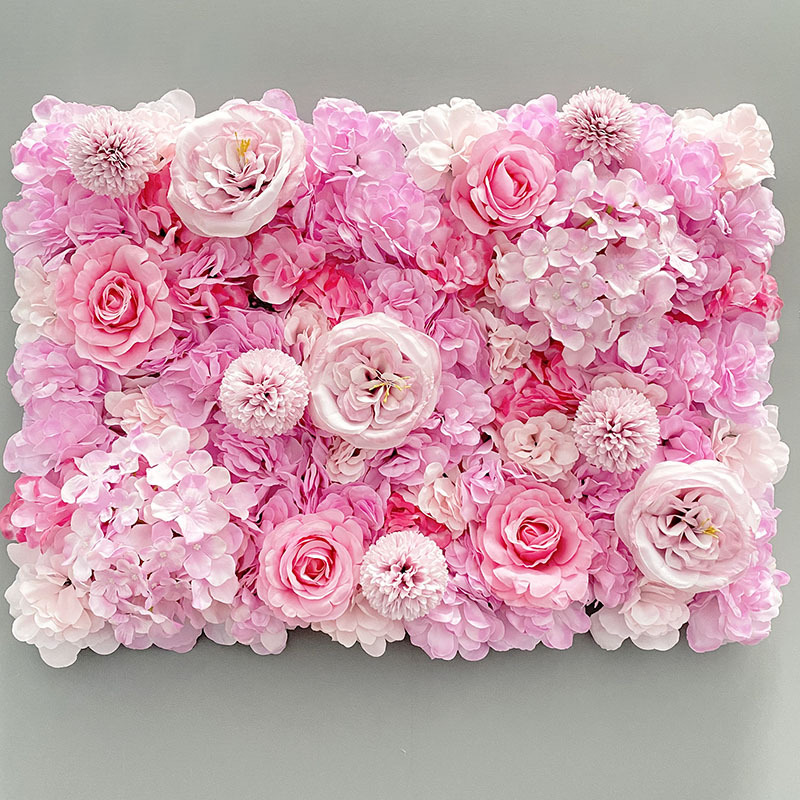Suministros de boda pared de flores artificiales rosa peonía hortensia flor de seda fila de flores falsas decoración de pared de fondo de flores artificiales de boda