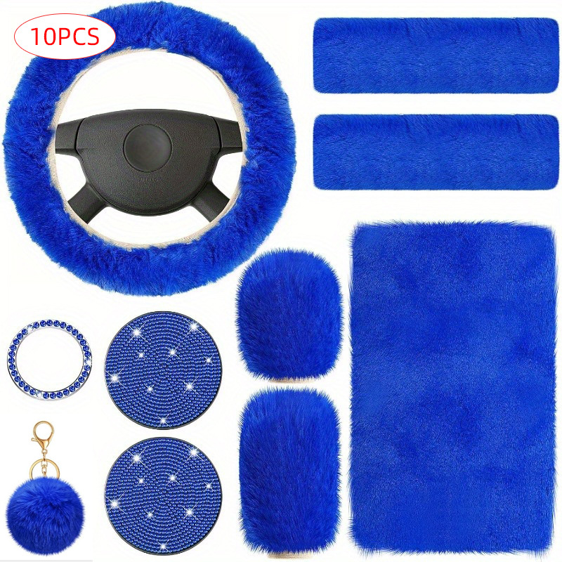 Car Steering Wheel Cover Winter Plush Set of Ten Pieces Armrest Box Pad Shoulder Protector Cross-Border Hot-Selling Steering Wheel Protective Cover