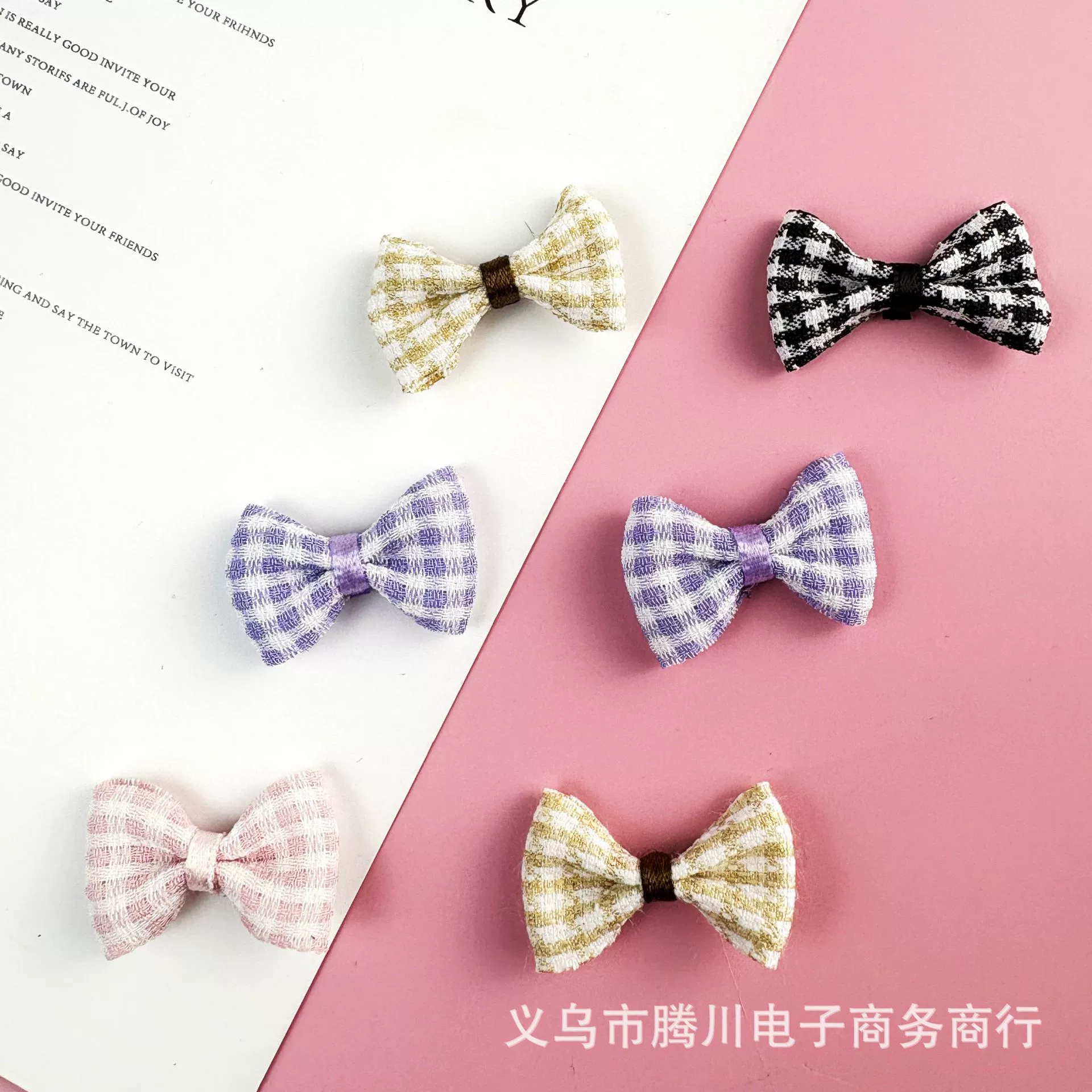 В наличии ткань с узором «гусиные лапки» с бантом, материалы ручной работы, заколка для волос «сделай сам», аксессуар для волос, аксессуары для галстука-бабочки, аксессуары для одежды.