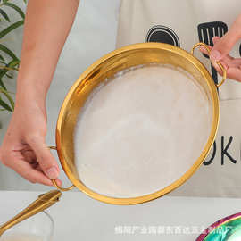 厨房早餐店凉皮工具家用304不锈钢双耳大小号凉皮盘肠粉盘锣锣盘