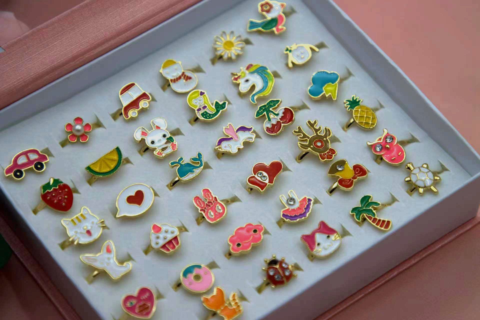 Cartoon Style Clouds Rabbit Fruit Alloy Plating Alloy Kid's Rings 1 Set display picture 3