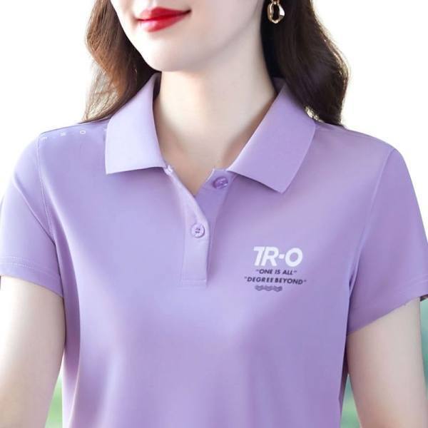 Short-Sleeved T-Shirt for Women Summer 2025 New Fashion Elegant Middle-Aged Mother Polo Shirt Printed Top Versatile Lapel Trend